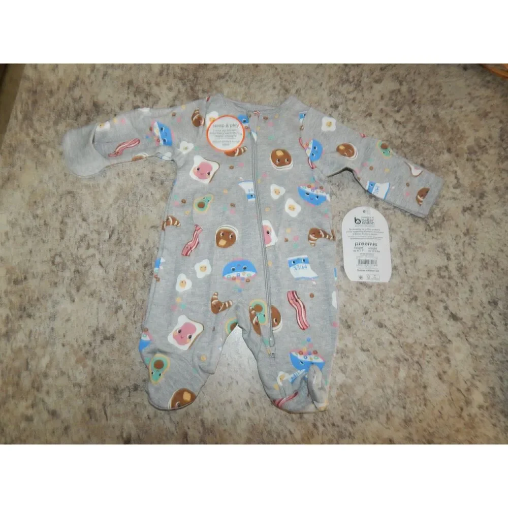 Wonder Nation Unisex Preemie 2pc Sleep N Play Onesie Bundle NWT + NWOT 2-Way Zip
